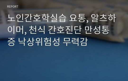 노인간호학실습 요통, 알츠하이머, 천식 간호진단 만성통증 낙상위험성 무력감