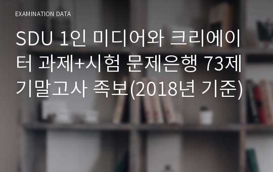 SDU 1인 미디어와 크리에이터 과제+시험 문제은행 73제 기말고사 족보(2018년 기준)