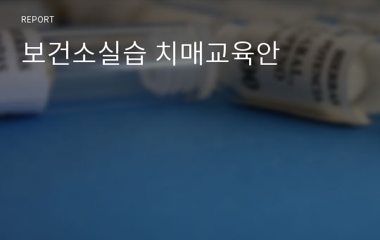 보건소실습 치매교육안