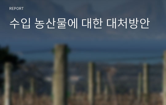 수입 농산물에 대한 대처방안