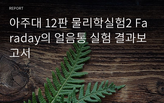 아주대 12판 물리학실험2 Faraday의 얼음통 실험 결과보고서