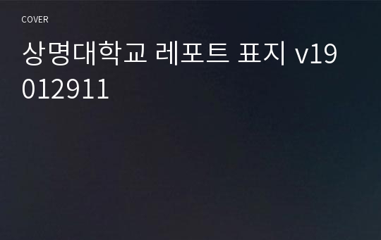 상명대학교 레포트 표지 v19012911