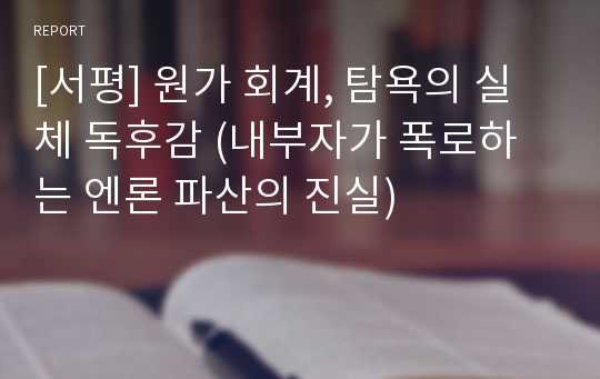 [서평] 원가 회계, 탐욕의 실체 독후감 (내부자가 폭로하는 엔론 파산의 진실)