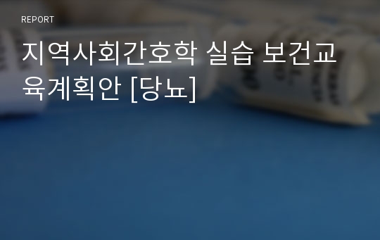 지역사회간호학 실습 보건교육계획안 [당뇨]