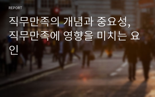 직무만족의 개념과 중요성, 직무만족에 영향을 미치는 요인