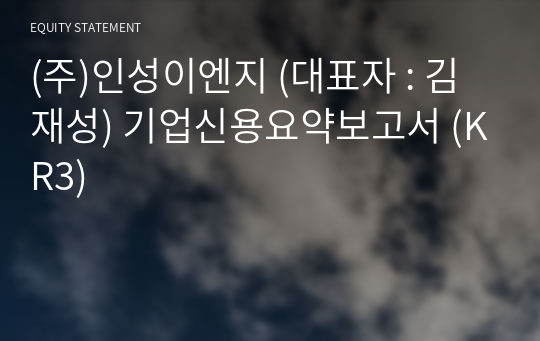 (주)인성이엔지 기업신용요약보고서 (KR3)