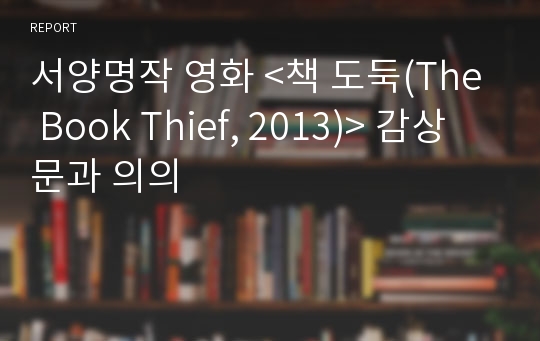 서양명작 영화 &lt;책 도둑(The Book Thief, 2013)&gt; 감상문과 의의