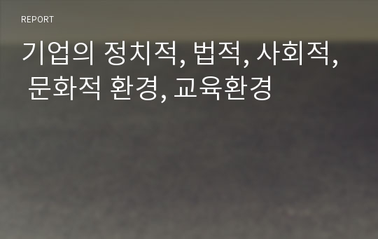 기업의 정치적, 법적, 사회적, 문화적 환경, 교육환경