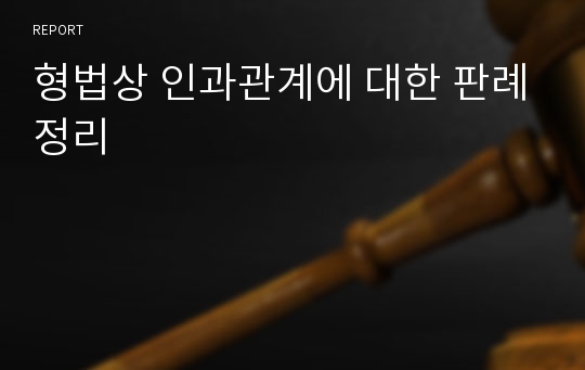 형법상 인과관계에 대한 판례정리