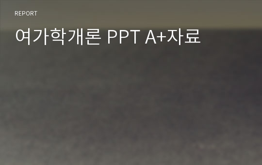 여가학개론 PPT A+자료