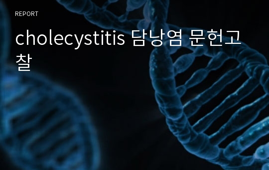 cholecystitis 담낭염 문헌고찰