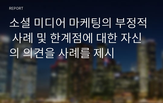 소셜 미디어 마케팅의 부정적 사례 및 한계점에 대한 자신의 의견을 사례를 제시