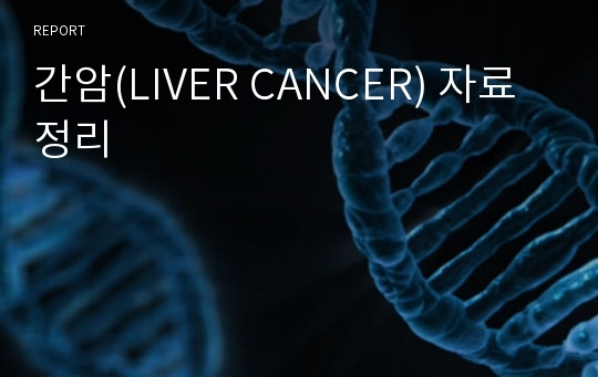 간암(LIVER CANCER) 자료정리