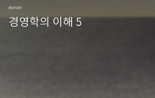 경영학의 이해 5