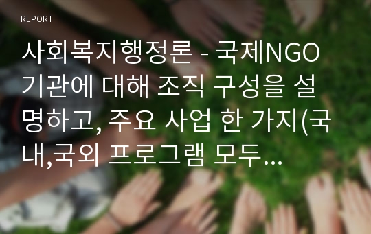 사회복지행정론 - 국제NGO 기관에 대해 조직 구성을 설명하고, 주요 사업 한 가지(국내,국외 프로그램 모두 가능)를 분석하시오 - 초록우산 어린이재단