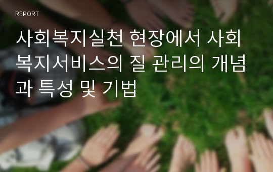 사회복지실천 현장에서 사회복지서비스의 질 관리의 개념과 특성 및 기법