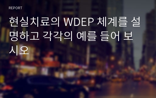 현실치료의 WDEP 체계를 설명하고 각각의 예를 들어 보시오