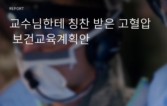 교수님한테 칭찬 받은 고혈압 보건교육계획안