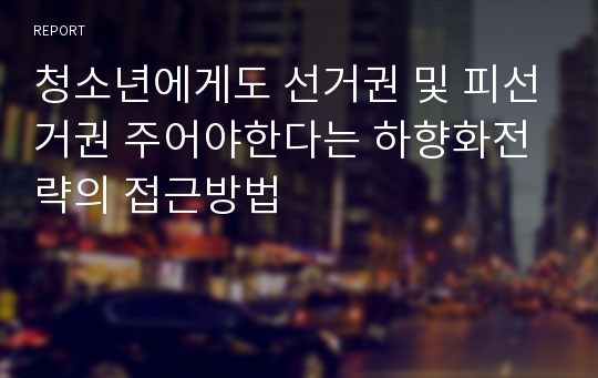 청소년에게도 선거권 및 피선거권 주어야한다는 하향화전략의 접근방법