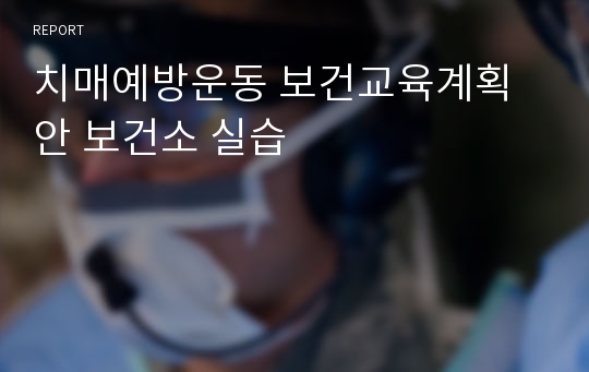 치매예방운동 보건교육계획안 보건소 실습