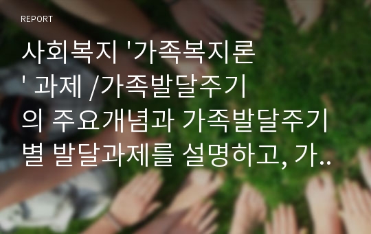 사회복지 &#039;가족복지론&#039; 과제 /가족발달주기의 주요개념과 가족발달주기별 발달과제를 설명하고, 가족발달주기별 사회복지적 개입방안에 대해 서술하시오.