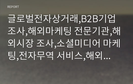 글로벌전자상거래,B2B기업조사,해외마케팅 전문기관,해외시장 조사,소셜미디어 마케팅,전자무역 서비스,해외 진출 전략 컨설팅