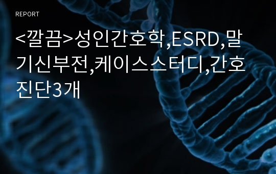 &lt;깔끔&gt;성인간호학,ESRD,말기신부전,케이스스터디,간호진단3개