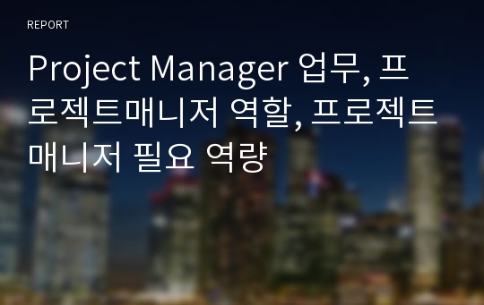 Project Manager 업무, 프로젝트매니저 역할, 프로젝트매니저 필요 역량