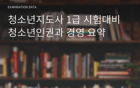 청소년지도사 1급 시험대비 청소년인권과 경영 요약