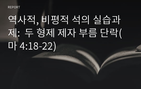 역사적, 비평적 석의 실습과제:  두 형제 제자 부름 단락(마 4:18-22)