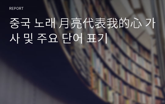 중국 노래 月亮代表我的心 가사 및 주요 단어 표기