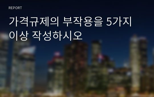 가격규제의 부작용을 5가지 이상 작성하시오