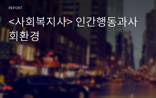 &lt;사회복지사&gt; 인간행동과사회환경