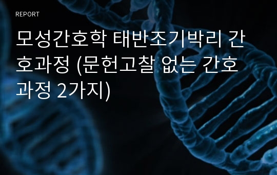 모성간호학 태반조기박리 간호과정 (문헌고찰 없는 간호과정 2가지)