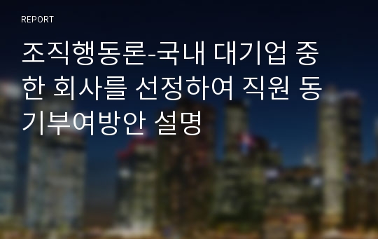 [A+레포트]조직행동론-국내 대기업 중 한 회사를 선정하여 직원 동기부여방안 설명