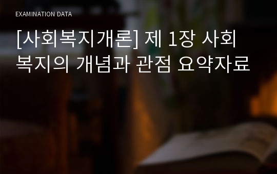 [사회복지개론] 제 1장 사회복지의 개념과 관점 요약자료