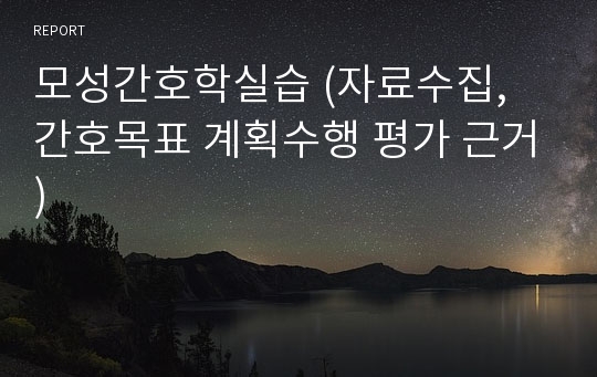 모성간호학실습 (자료수집, 간호목표 계획수행 평가 근거)