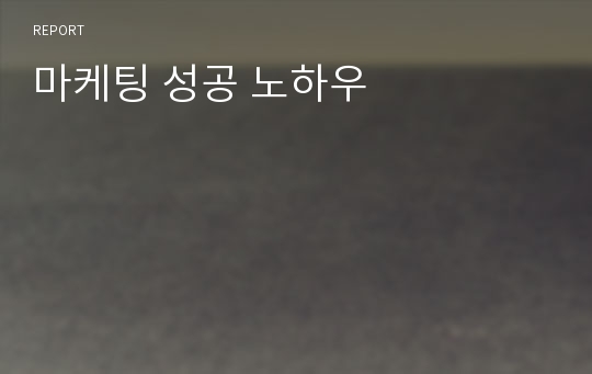 마케팅 성공 노하우