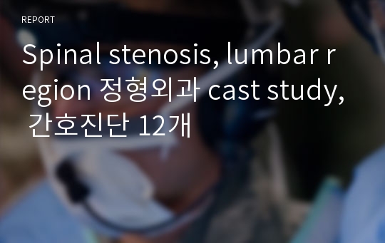 Spinal stenosis, lumbar region 정형외과 cast study, 간호진단 12개