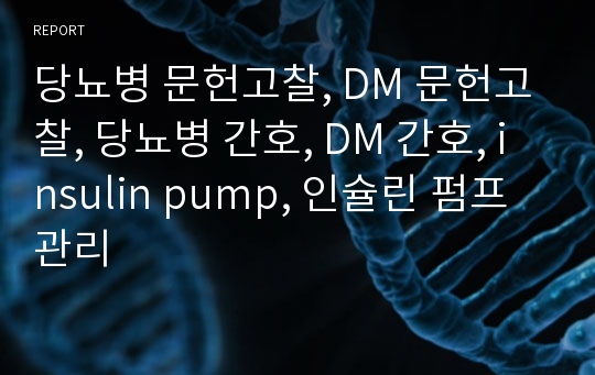 당뇨병 문헌고찰, DM 문헌고찰, 당뇨병 간호, DM 간호, insulin pump, 인슐린 펌프 관리