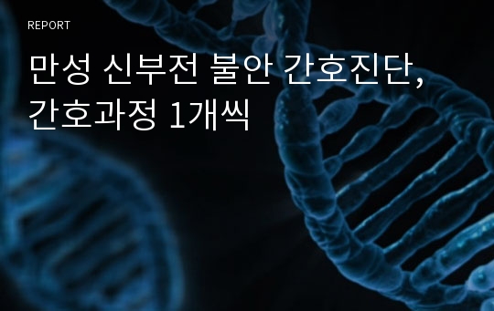 만성 신부전 불안 간호진단, 간호과정 1개씩