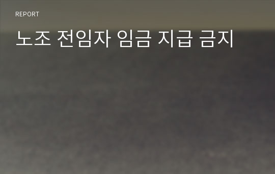 노조 전임자 임금 지급 금지