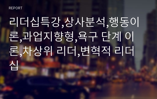 리더십특강,상사분석,행동이론,과업지향형,욕구 단계 이론,차상위 리더,변혁적 리더십