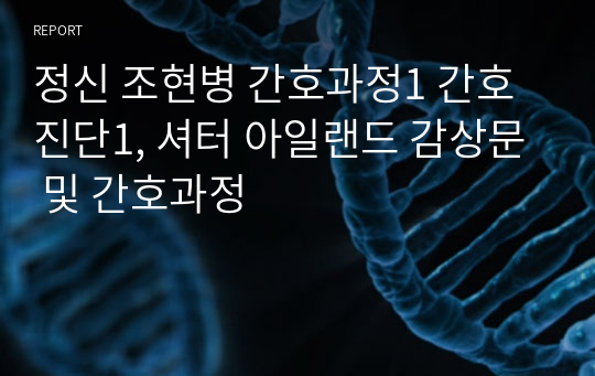 정신 조현병 간호과정1 간호진단1, 셔터 아일랜드 감상문 및 간호과정