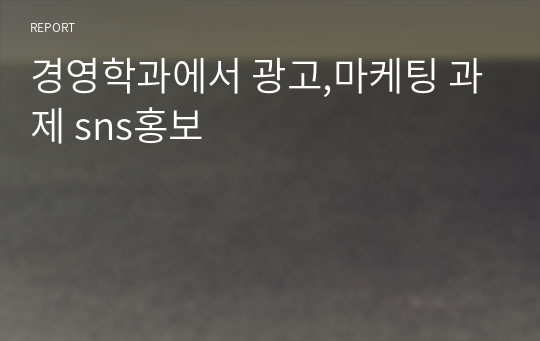 경영학과에서 광고,마케팅 과제 sns홍보