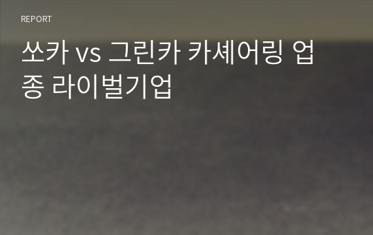 쏘카 vs 그린카 카셰어링 업종 라이벌기업