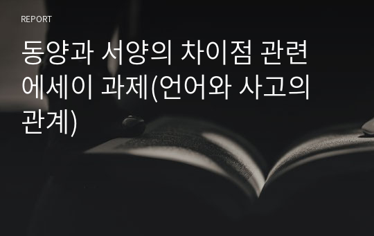 동양과 서양의 차이점 관련 에세이 과제(언어와 사고의 관계)