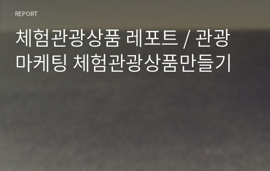 체험관광상품 레포트 / 관광마케팅 체험관광상품만들기