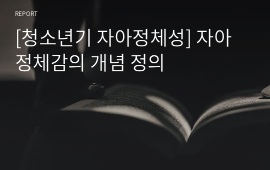 [청소년기 자아정체성] 자아정체감의 개념 정의