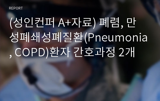 (성인컨퍼 A+자료) 폐렴, 만성폐쇄성폐질환(Pneumonia, COPD)환자 간호과정 2개